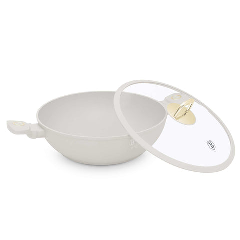 BH/8065, Wok con tapa 30cm, Crema Mate, Wok 30 cm con tapa, Wok, Wok con tapa, Batería de cocina, Cocinar, Sartenes