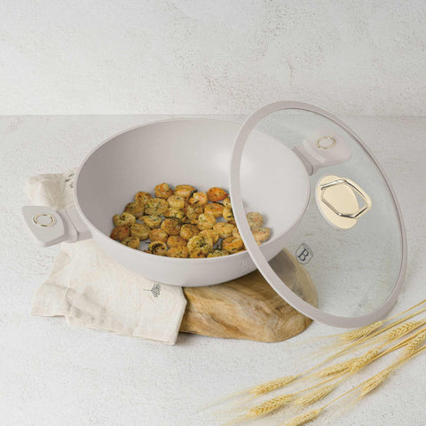 wok, wok con tapa, utensilios de cocina, cocinar,wok de 30 cm con tapa,crema mate,NUEVO,BH/8065