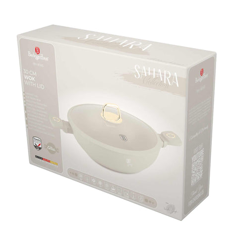 wok, wok con tapa, utensilios de cocina, cocinar,wok de 30 cm con tapa,crema mate,NUEVO,BH/8065