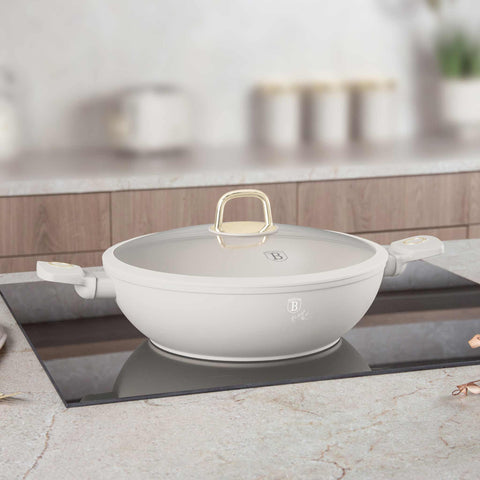  BH/8065, Wok con tapa 30cm, Crema Mate, Wok 30 cm con tapa, Wok, Wok con tapa, Batería de cocina, Cocinar, Sartenes