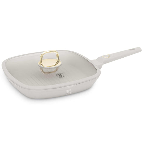  BH/8067,BH/8067WM,Sartén grill con tapa 28cm,Crema Mate,Sartén grill 28 cm con tapa,sartén,sartén,sartén grill,sartén grill con tapa,utensilios de cocina,cocinar,Sartenes