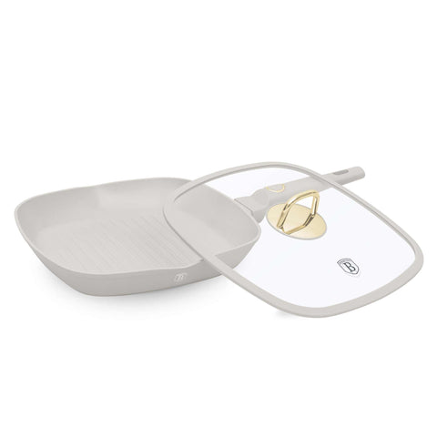 BH/8067WM,BH/8067,Sartén grill con tapa 28cm,Crema Mate,Sartén grill 28 cm con tapa,sartén,sartén,sartén grill,sartén grill con tapa,utensilios de cocina,cocinar,Sartenes