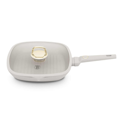 BH/8067WM,BH/8067,Sartén grill con tapa 28cm,Crema Mate,Sartén grill 28 cm con tapa,sartén,sartén,sartén grill,sartén grill con tapa,utensilios de cocina,cocinar,Sartenes