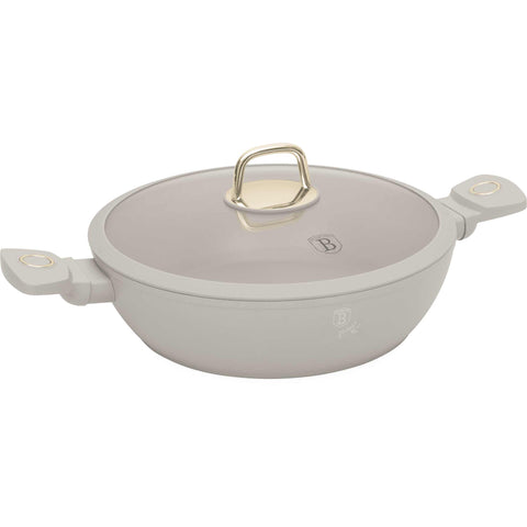  BH/8068, NUEVO, Olla baja con tapa 28cm, crema mate, olla baja 28 cm, olla baja, olla baja con tapa, olla, batería de cocina, cocinar