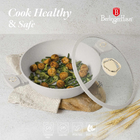  BH/8069, Olla baja con tapa 30cm, Crema Mate, Olla baja 30 cm, Olla baja, Olla baja con tapa, Olla, Utensilios de cocina, Cocina, Ollas y cazuelas