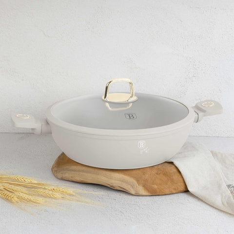  BH/8069, Olla baja con tapa 30cm, Crema Mate, Olla baja 30 cm, Olla baja, Olla baja con tapa, Olla, Utensilios de cocina, Cocina, Ollas y cazuelas