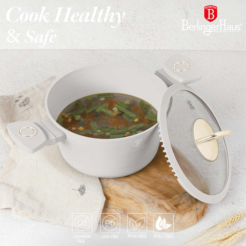  BH/8070N,BH/8070,Cacerola con tapa 20cm,Crema Mate,cacerola 20 cm,cacerola,olla,cacerola con tapa,utensilios de cocina,cocina,Ollas y cazuelas