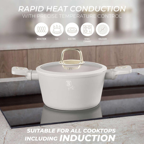  BH/8070N,BH/8070,Cacerola con tapa 20cm,Crema Mate,cacerola 20 cm,cacerola,olla,cacerola con tapa,utensilios de cocina,cocina,Ollas y cazuelas