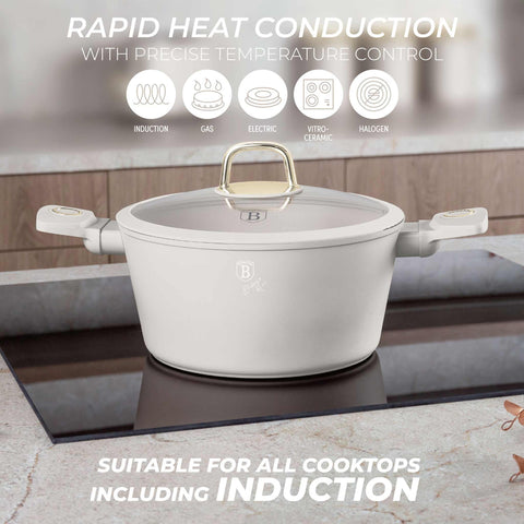  BH/8071,BH/8071N,Cacerola con tapa 24cm,Crema mate,cacerola 24 cm,cacerola,olla,cacerola con tapa,batería de cocina,cocina,Ollas y cazuelas