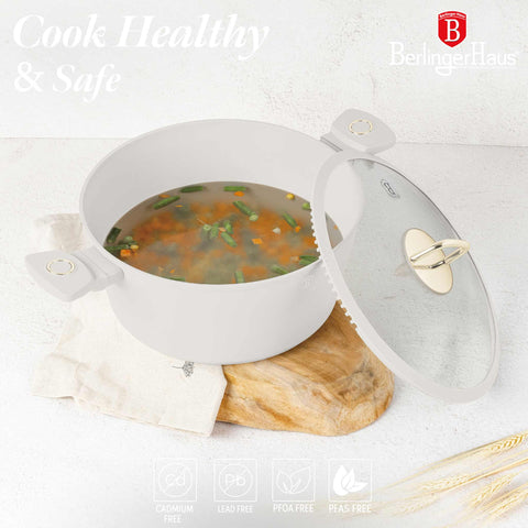  BH/8072,BH/8072N,Cacerola con tapa 28cm,Crema mate,cacerola 28 cm,cacerola,olla,cacerola con tapa,utensilios de cocina,cocina,Ollas y cazuelas