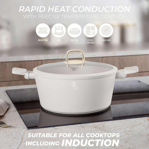 BH/8072N,BH/8072,Cacerola con tapa 28cm,Crema mate,cacerola 28 cm,cacerola,olla,cacerola con tapa,utensilios de cocina,cocina,Ollas y cazuelas