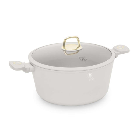 BH/8073, NUEVO, Cacerola con tapa 30cm, crema mate, cazuela 30 cm, cazuela, olla, cazuela con tapa, batería de cocina, cocinar