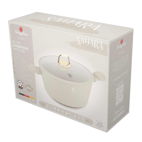 BH/8073, NEW, Casserole with lid 30cm, matt-cream, 30 cm casserole, casserole, pot, casserole with lid, cookware, cooking