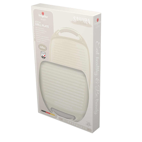  BH/8077, Plancha para asar 47cm, Crema Mate, plancha para asar, parrilla, mango de silicona, sartenes, sartén para asar