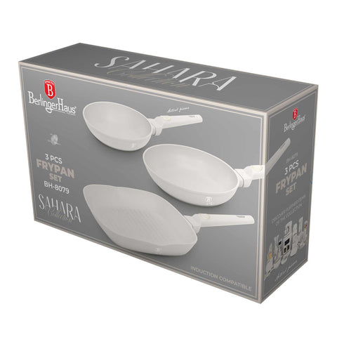  BH/8079, juego de 3 sartenes, crema mate, juego de 3 sartenes b., sartén, juego de sartenes, sartén, juego de sartenes, sartén para parrilla, utensilios de cocina, cocina, sartenes, juego de sartenes