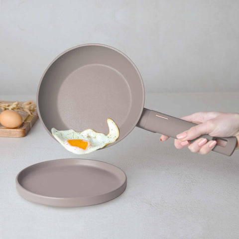 Product image of Frypan 20cm. Part of the Taupe Collection . Features: • Material: forged aluminum with non-stick titanPro coating • Frypan Ø20*4,5 cm 1,0L • Color: matt taupe REGISTERED DESIGN BY BERLINGER HAUS!. (Conceptual view). Official Berlinger Haus product, boosted by Promintra sl.