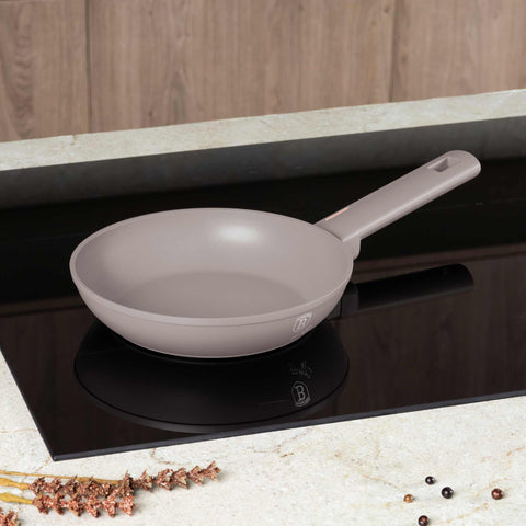 Product image of Frypan 20cm. Part of the Taupe Collection . Features: • Material: forged aluminum with non-stick titanPro coating • Frypan Ø20*4,5 cm 1,0L • Color: matt taupe REGISTERED DESIGN BY BERLINGER HAUS!. (Conceptual view). Official Berlinger Haus product, boosted by Promintra sl.