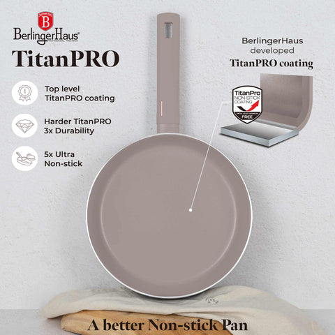  BH/8089, Sartén plegable de 26 cm, color topo mate, sartén plegable de 26 cm, sartén, sartén plegable, sartén, utensilios de cocina, cocina, sartenes, sartén doble