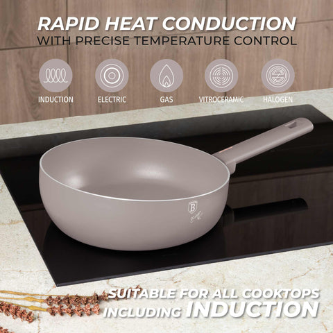  BH/8089, Sartén plegable de 26 cm, color topo mate, sartén plegable de 26 cm, sartén, sartén plegable, sartén, utensilios de cocina, cocina, sartenes, sartén doble