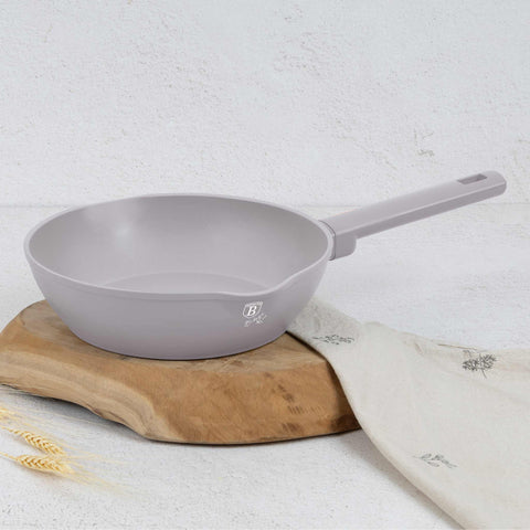 sartén, sartén profunda, sartén, batería de cocina, cocinar, sartén profunda de 24 cm, gris topo mate, NUEVO, BH/8090