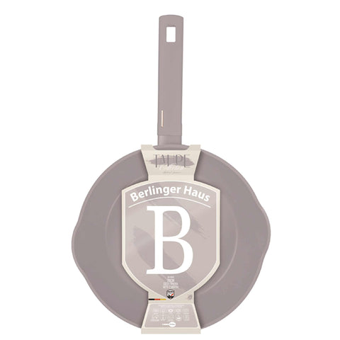 sartén, sartén profunda, sartén, batería de cocina, cocinar, sartén profunda de 24 cm, gris topo mate, NUEVO, BH/8091