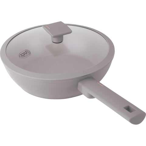 sartén, sartén honda, sartén honda con tapa, sartén, batería de cocina, cocinar, sartén honda 24 cm, gris topo mate, NUEVO, BH/8092