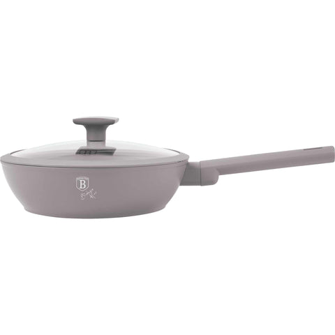 sartén, sartén honda, sartén honda con tapa, sartén, batería de cocina, cocinar, sartén honda 24 cm, gris topo mate, NUEVO, BH/8092