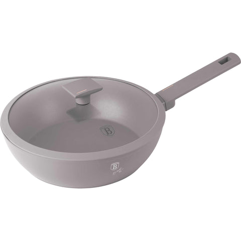 sartén, sartén honda, sartén honda con tapa, sartén, batería de cocina, cocinar, sartén honda 24 cm, gris topo mate, NUEVO, BH/8092