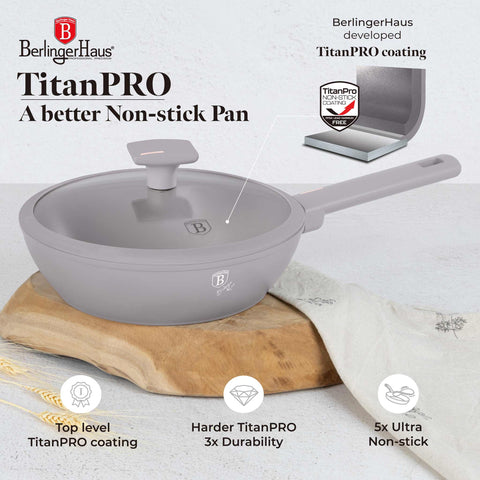 BH/8092, Sartén honda con tapa 24cm, Topo mate, Sartén honda 24 cm, Sartén, Sartén honda, Sartén honda con tapa, Sartén, Batería de cocina, Cocina, Sartenes