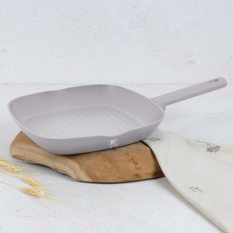 sartén, sartén para freír, sartén para parrilla, utensilios de cocina, cocinar, sartén para parrilla de 28 cm, gris topo mate, NUEVO, BH/8096