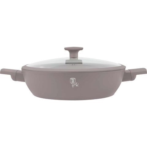 BH/8099, Olla baja con tapa de 30 cm, color topo mate, olla baja de 30 cm, olla baja, olla baja con tapa, olla, utensilios de cocina, cocina, ollas y cazuelas