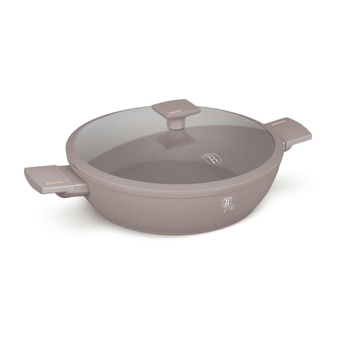 BH/8099, Olla baja con tapa de 30 cm, color topo mate, olla baja de 30 cm, olla baja, olla baja con tapa, olla, utensilios de cocina, cocina, ollas y cazuelas