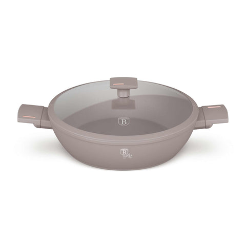 BH/8099, Olla baja con tapa de 30 cm, color topo mate, olla baja de 30 cm, olla baja, olla baja con tapa, olla, utensilios de cocina, cocina, ollas y cazuelas