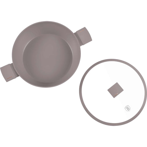 BH/8099, Olla baja con tapa de 30 cm, color topo mate, olla baja de 30 cm, olla baja, olla baja con tapa, olla, utensilios de cocina, cocina, ollas y cazuelas