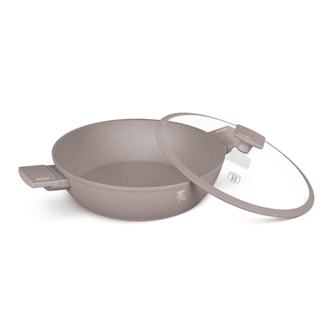  BH/8099, Olla baja con tapa de 30 cm, color topo mate, olla baja de 30 cm, olla baja, olla baja con tapa, olla, utensilios de cocina, cocina, ollas y cazuelas