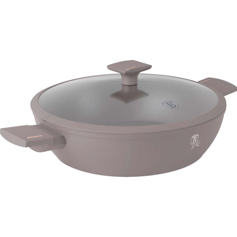 BH/8099, Olla baja con tapa de 30 cm, color topo mate, olla baja de 30 cm, olla baja, olla baja con tapa, olla, utensilios de cocina, cocina, ollas y cazuelas