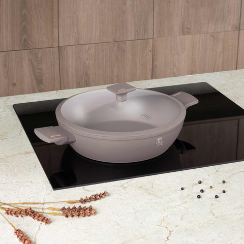 BH/8099, Olla baja con tapa de 30 cm, color topo mate, olla baja de 30 cm, olla baja, olla baja con tapa, olla, utensilios de cocina, cocina, ollas y cazuelas