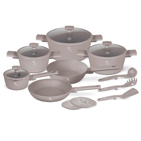 BH/8111N, BH/8111, juego de utensilios de cocina de 15 piezas, gris topo mate, juego de utensilios de cocina de 15 piezas, juego de ollas, ollas y sartenes, juego de ollas y sartenes, juego, herramientas de cocina, cocina, utensilios de cocina