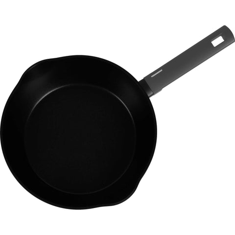 Product image of Deep frypan with 2mouth 28cm. Part of the Anthracite Collection . Features: • Material: forged aluminum with non-stick titanPro coating • Deep frypan Ø28*7,5 cm 3,8L • Color: matt anthracite REGISTERED DESIGN BY BERLINGER H.... (Studio view). Official Berlinger Haus product, boosted by Promintra sl.