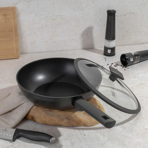 wok, wok con tapa, batería de cocina, cocinar,wok 28 cm,antracita mate,NUEVO,BH/8124