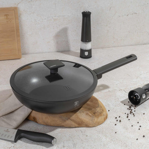 wok, wok con tapa, batería de cocina, cocinar,wok 28 cm,antracita mate,NUEVO,BH/8124