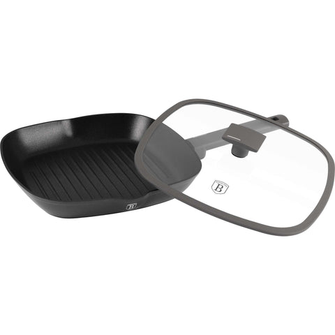 sartén, sartén para freír, sartén para parrilla, sartén para parrilla con tapa, batería de cocina, cocinar,sartén para parrilla de 28 cm con tapa,antracita mate,NUEVO,BH/8127