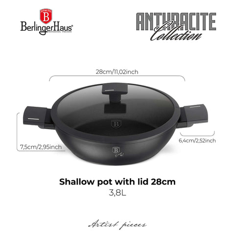  BH/8128,BL-3975,Olla baja con tapa 28cm,Antracita mate,Olla baja 28 cm,Olla baja,Olla baja con tapa,Olla,Batería de cocina,Cocina,Ollas y cazuelas