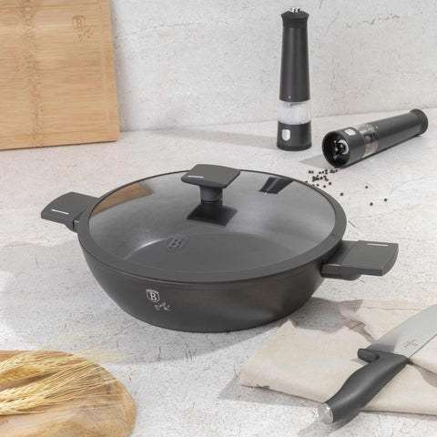 BH/8129, Olla baja con tapa 30cm, Antracita mate, Olla baja 30 cm, Olla baja, Olla baja con tapa, Olla, Batería de cocina, Cocina, Ollas y cazuelas