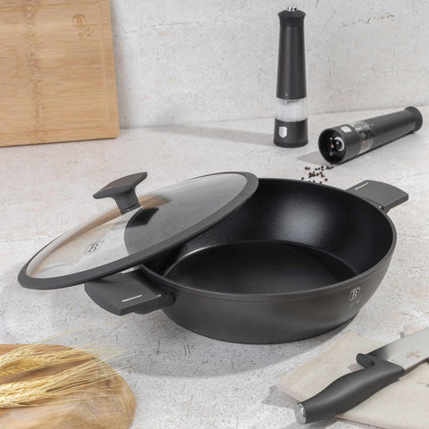 BH/8129, Olla baja con tapa 30cm, Antracita mate, Olla baja 30 cm, Olla baja, Olla baja con tapa, Olla, Batería de cocina, Cocina, Ollas y cazuelas