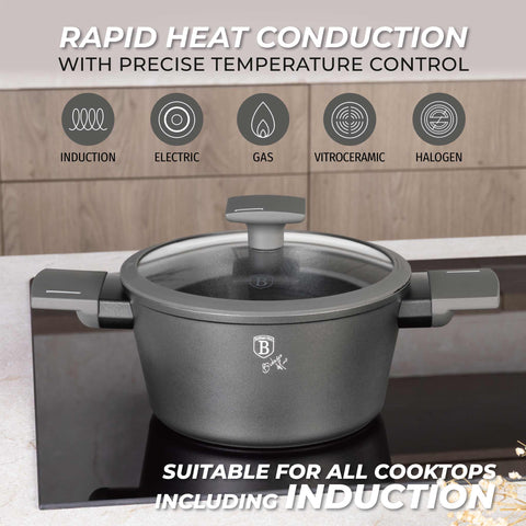  BH/8130N,BH/8130,Cacerola con tapa 20cm,Antracita mate,cacerola 20 cm,cacerola,olla,cacerola con tapa,batería de cocina,cocina,Ollas y cazuelas