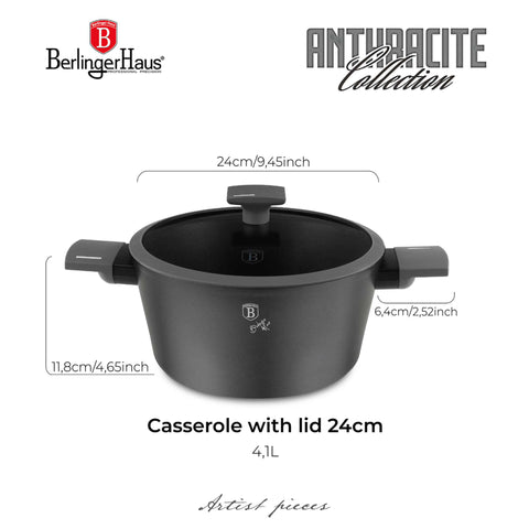  BH/8131,BL-3976,BH/8131N,Cacerola con tapa 24cm,Antracita mate,cacerola 24 cm,cacerola,olla,cacerola con tapa,batería de cocina,cocina,Ollas y cazuelas