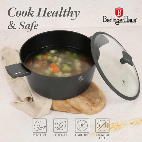  BH/8133, Cacerola con tapa 30cm, Antracita mate, Cacerola 30 cm, Cacerola, Olla, Cacerola con tapa, Batería de cocina, Cocina, Ollas y cazuelas