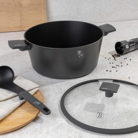  BH/8133, Cacerola con tapa 30cm, Antracita mate, Cacerola 30 cm, Cacerola, Olla, Cacerola con tapa, Batería de cocina, Cocina, Ollas y cazuelas