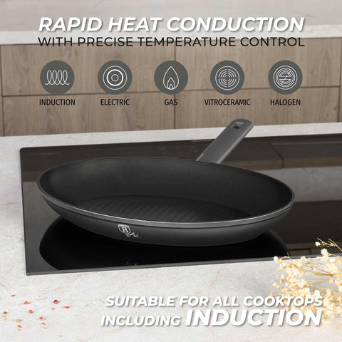  BH/8134, Sartén para pescado 35x25cm, Antracita mate, Sartén para pescado, Sartén para parrilla, Sartén, Sartenes